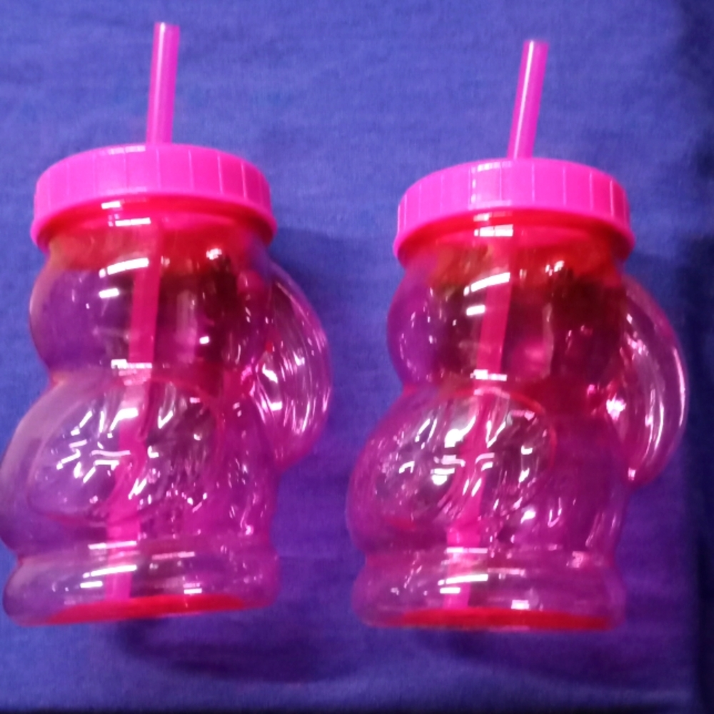 4 luau shaped tumblers with straw